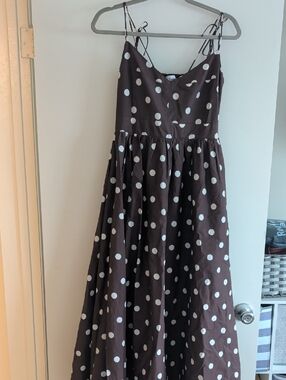 En Saison Brown Polka Dot Maxi Dress